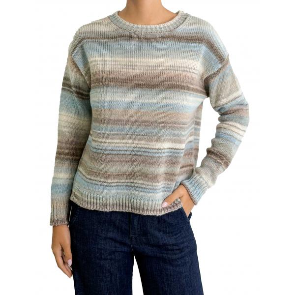 Maglione multicolor con righe girocollo